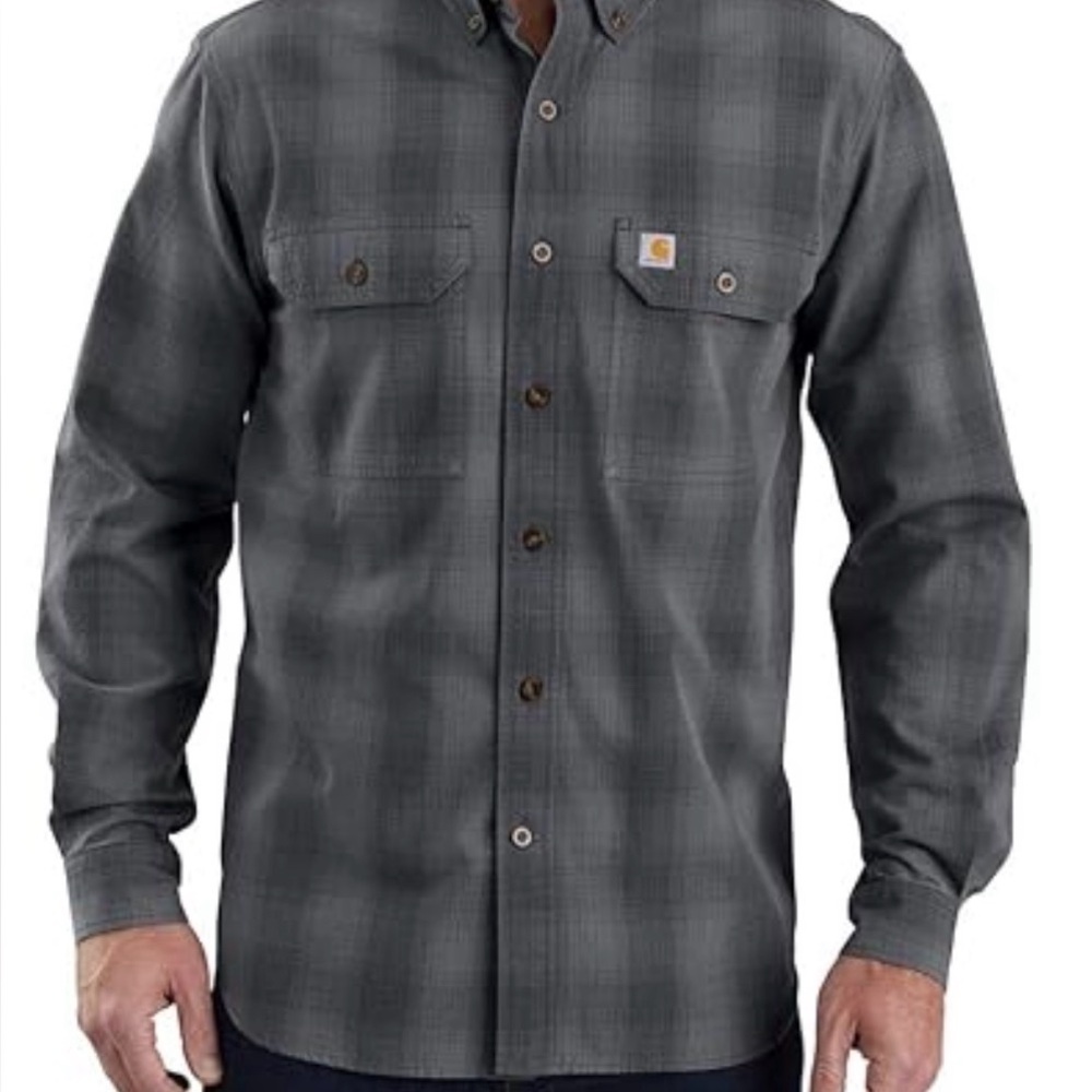 Carhartt Men's Gray Fort Plaid Long Sleeve Shirt Size 2XL Tall **NWT**